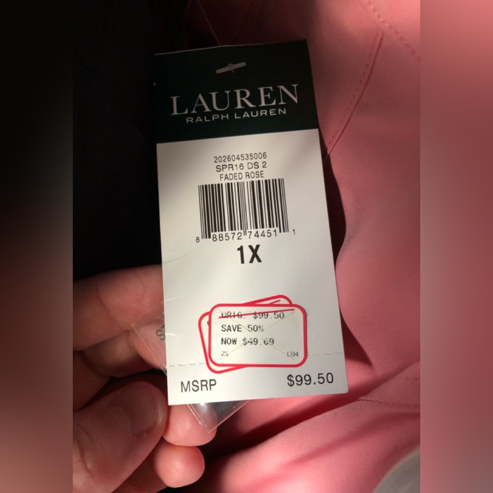 Pink Lauren by Ralph Lauren 1X long sleeve shirt - Picture 5 of 12